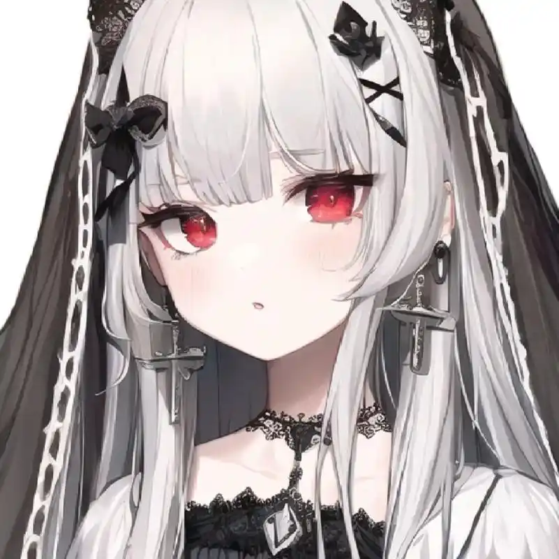 超美的红眼银发暗黑萝莉女仆/动漫女生头像