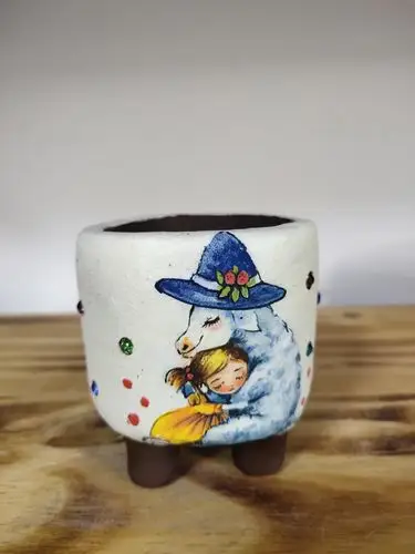 夏凤釉烧彩绘多肉花盆