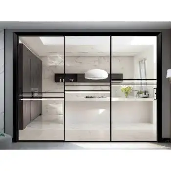 厨房移门钛合金玻璃门定制极窄钛镁合金推拉门厨房门阳台门钢化玻璃门