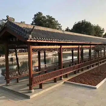防腐木长廊凉亭_木质长廊图片_亭子长廊效果图