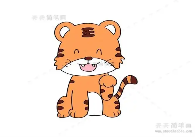 呆萌的小老虎简笔画教程