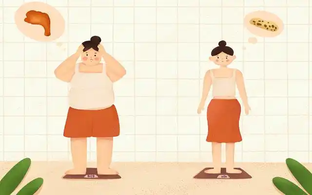 全民健身日卡通减肥素材减肥前后女孩减肥人物原创插画海报素材