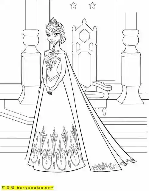 标签a4,a4可打印,公主,公主涂色,冰雪奇缘,填色,填色图片,女王,女生最