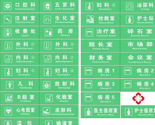 医院常用科室牌中英文名称矢量 医院 室牌 中英文名称 矢量 公共标识