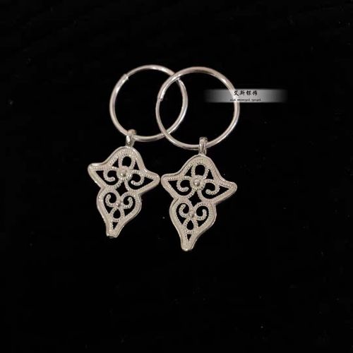 990足银民族风小耳圈男女情侣个性蒙古耳环蒙古元素手工银饰帅酷