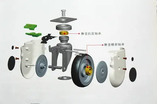 5寸m16丝杆带刹车静音万向轮病床轮子/医疗设备脚轮轱辘滑轮