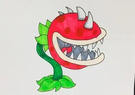 食人花简笔画图片画法过程_简笔画-绘画者图库