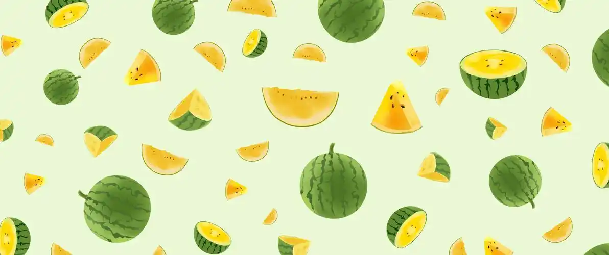 可爱小清新水果黄西瓜壁纸贴纸服装纹路纹理包装插画素材