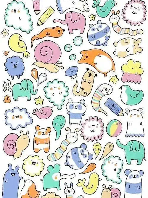 把可爱画在一起有颜色的简笔画来啦