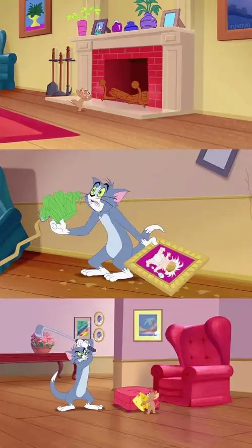 猫和老鼠趣味拼接手机壁纸