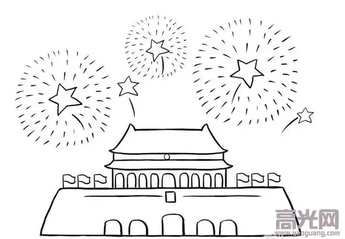 天安门前的花坛简笔画