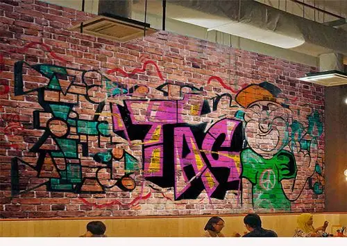 六纹鱼复古怀旧墙布砖墙酒吧涂鸦做旧壁纸工业风餐厅网咖ktv背景墙