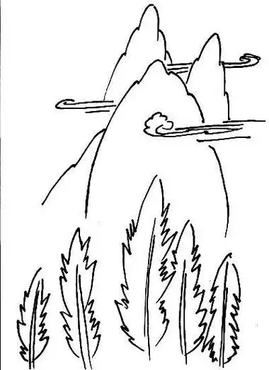 远处的树和山简笔画