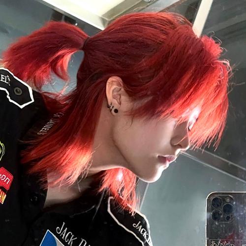 武士头假发男长发中分网红男生鲻鱼头短发全头套日系狼尾假发套