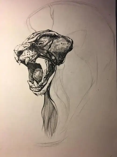 钢笔画-雄狮|纯艺术|绘画|悟空ada - 临摹作品 - 站酷 (zcool)