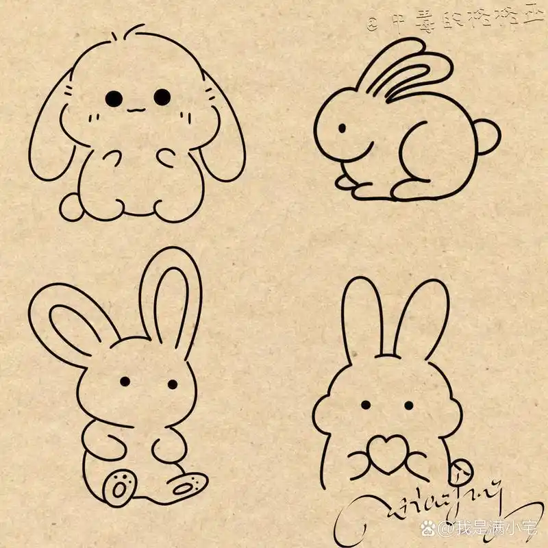 零基础 中秋小兔简笔画第一弹 中秋快到啦,赶紧收集超可爱兔兔的素材
