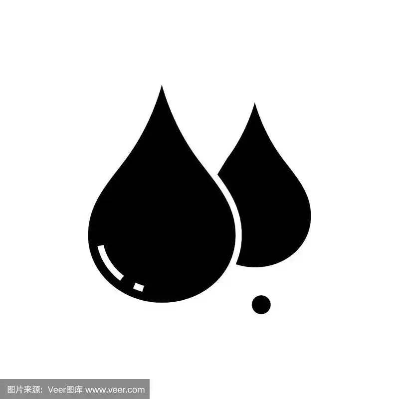 水滴黑色图标,概念插图,矢量平面符号,字形符号