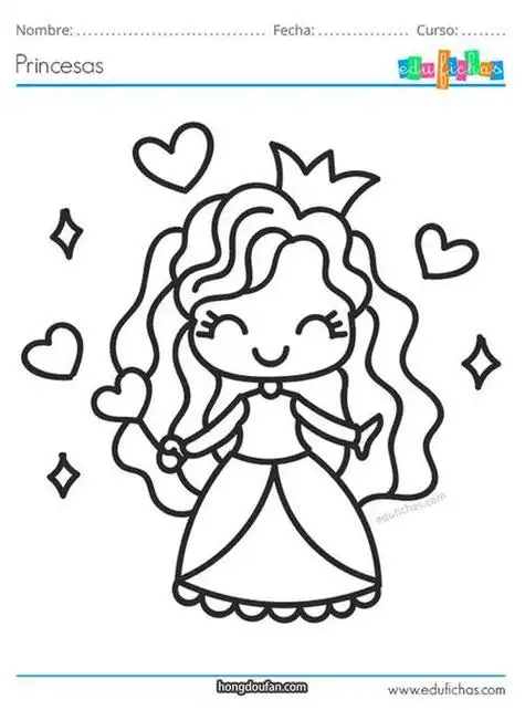 微笑的戴皇冠的美丽公主简笔画大全