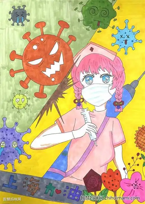 众志成城共克时艰防控疫情主题儿童绘画精选