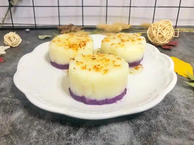 一定要吃一次的美容养颜小甜品,桂花紫薯山药糕,软糯香甜!