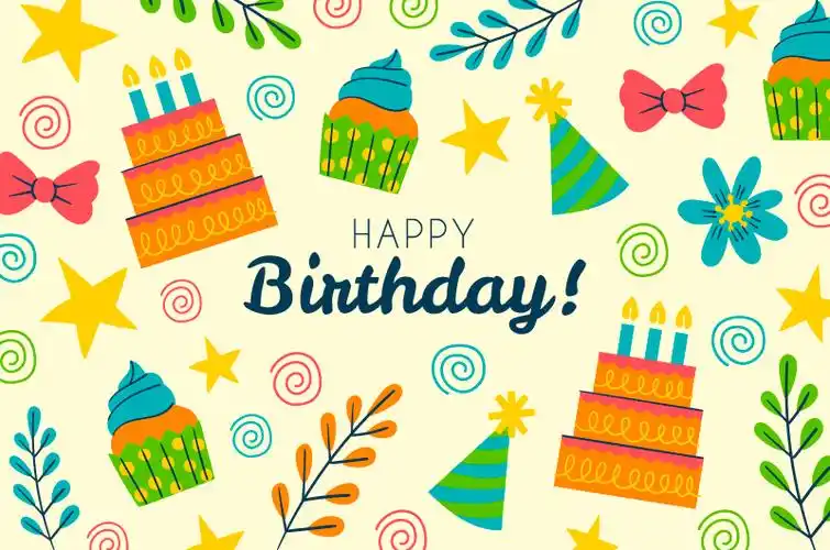 手绘风格生日快乐背景矢量素材aiepspng
