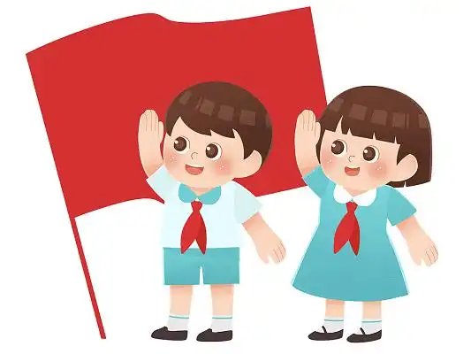 卡通建军节元素q版儿童插画素材学生男孩女孩敬礼