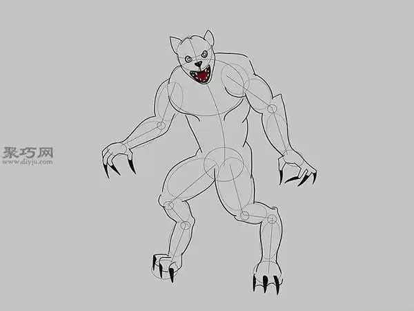 画简易狼人的步骤来看画狼人画法步骤