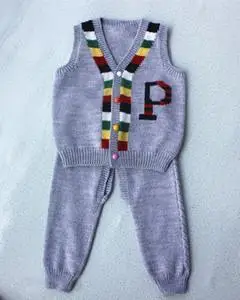 新款手工编织宝宝毛衣背心 棒针儿童毛线马夹坎肩婴幼儿周岁生日