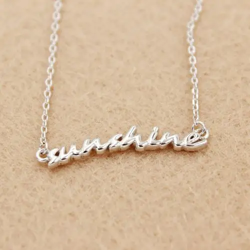 【赠送证书】正品s925纯银饰品 精致唯美sunshine字母锁骨项链