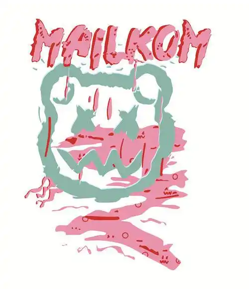 潮牌卡通图案mailkom字母印花图案服装裁片t恤烫图印花花型素材