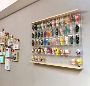 格子亚克力盲盒收纳展示架挂墙泡泡玛特popmart防尘罩molly展示盒