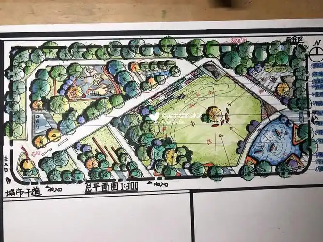 快题 #平面图  马克笔平面图手绘上色96 小场地平面图设计方案223