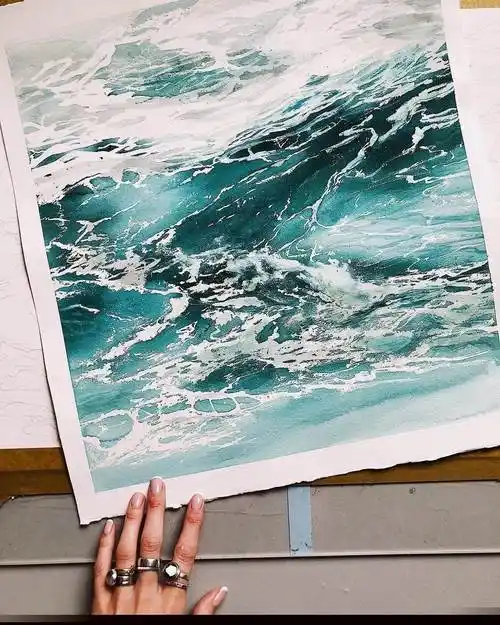 水彩画画水 水彩画画水流绘画作品