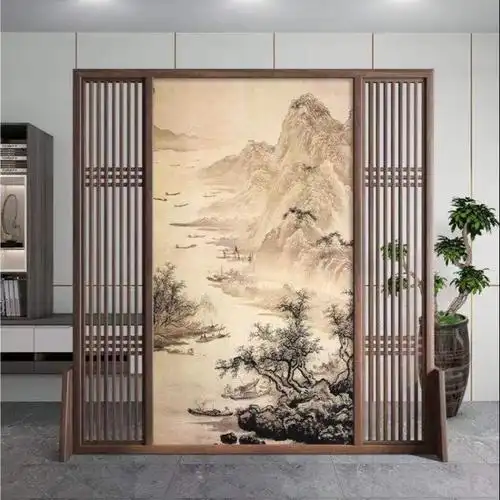 国画水墨山水画 餐厅客厅办公室隔断玻璃 隔断玻璃幕墙工程