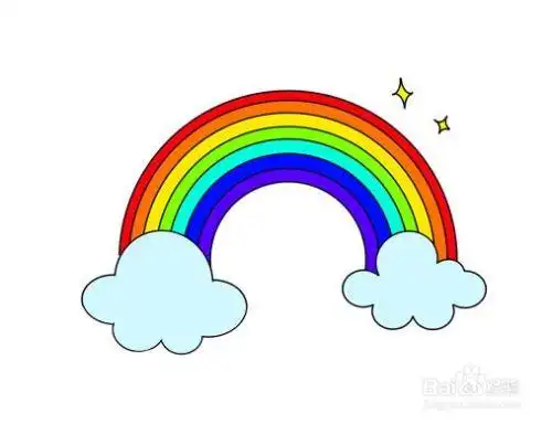 最后,仔细涂画,美丽的彩虹就完成了.
