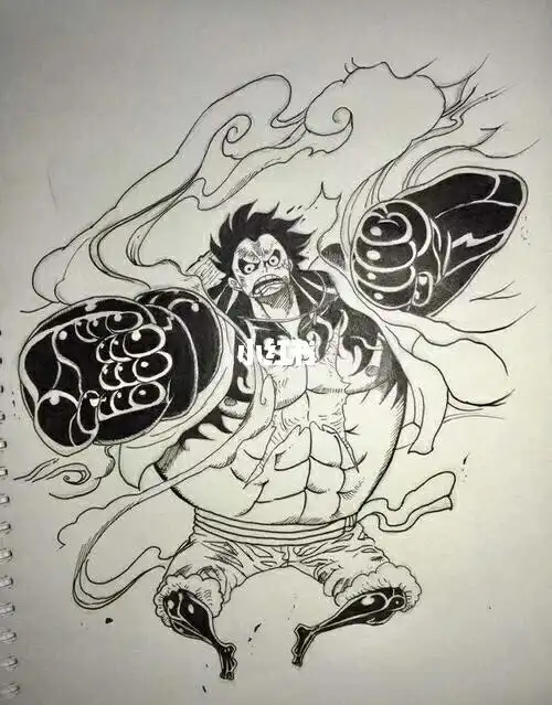 海贼王路飞四挡弹跳人绘画