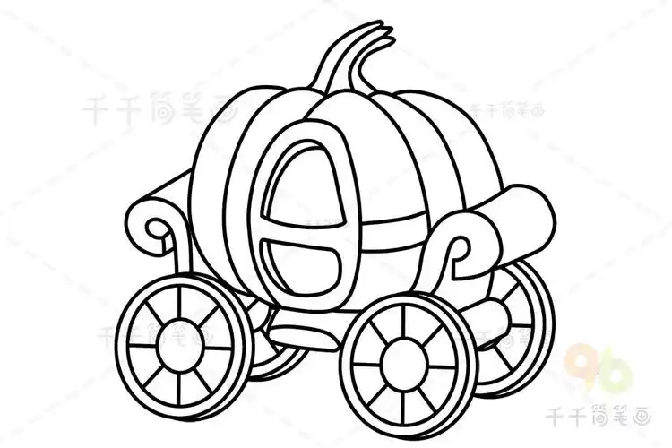 的南瓜车填色图模板fattonny coloring page_交通工具涂色画简笔画
