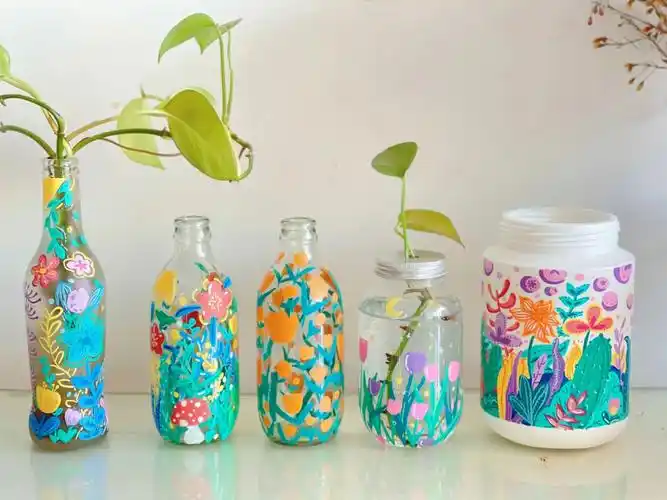 旧物改造玻璃瓶diy丙烯马克笔