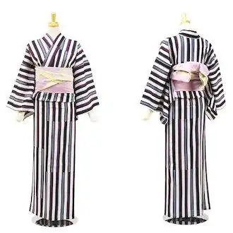 "抚松庵"缝制上能洗的浴衣(单物品)-丰富多彩的条纹(紫色/104-337-044