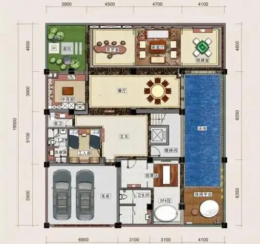 海边的160平米泳池别墅户型