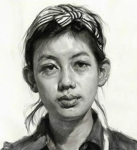 素描头像全侧面女青年_素材_巧艺网