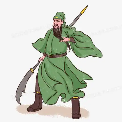 手绘卡通三国人物关二爷素材