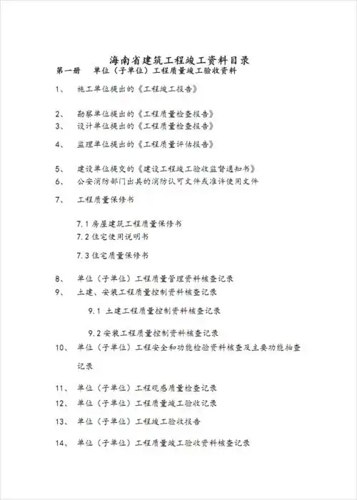 海南省建筑工程竣工资料目录.pdf 22页
