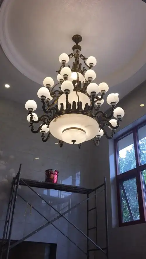 湖南罗总别墅全铜云石灯装灯效果