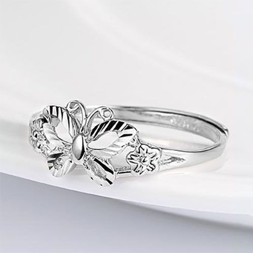 pt950铂金戒指女戒白金蝴蝶戒指女款手饰蝶恋正品甜美礼物活口