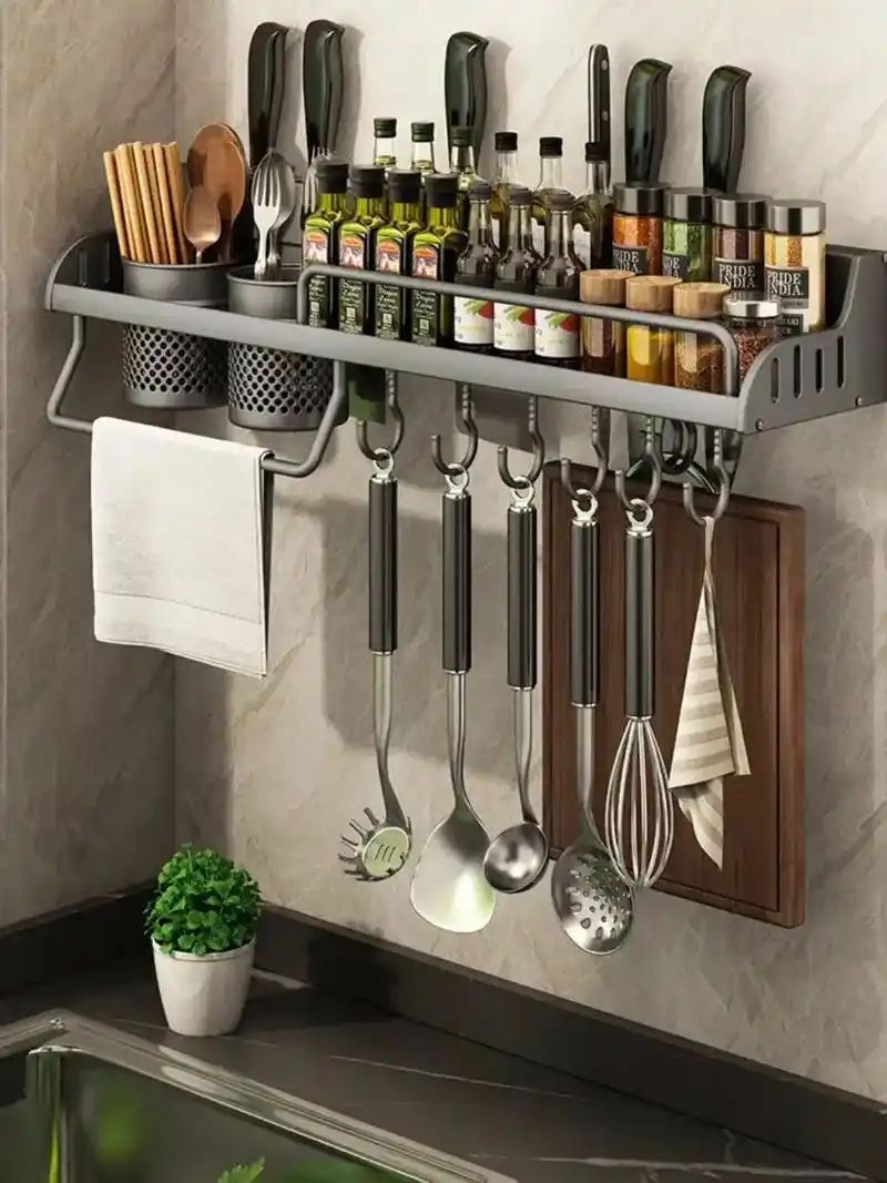 多功能厨房收纳置物架.这款置物架太好用了,免打孔安装,不伤墙 - 抖音