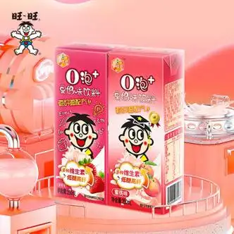 旺旺o泡果奶味风味含乳饮料休闲饮品蜜桃味草莓味整箱250ml12盒草莓味