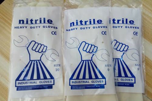 凯琳龙乳白色半透明丁晴nitrile手套 防水耐油耐高温无味橡胶手套 s s