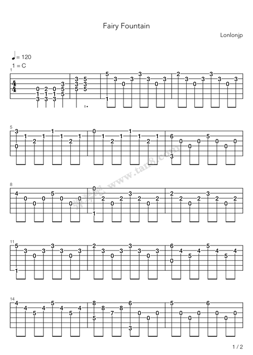 吉他谱 - fairy fountain(塞尔达传说)