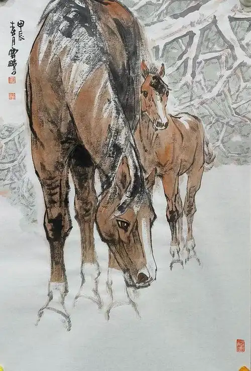 作品赏析陈云鹏画马骏影跃然纸上诗韵流淌画中